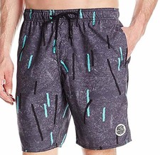 Neff Con Polyester Hot Tub Shorts, Men's Large, Charcoal Gray New