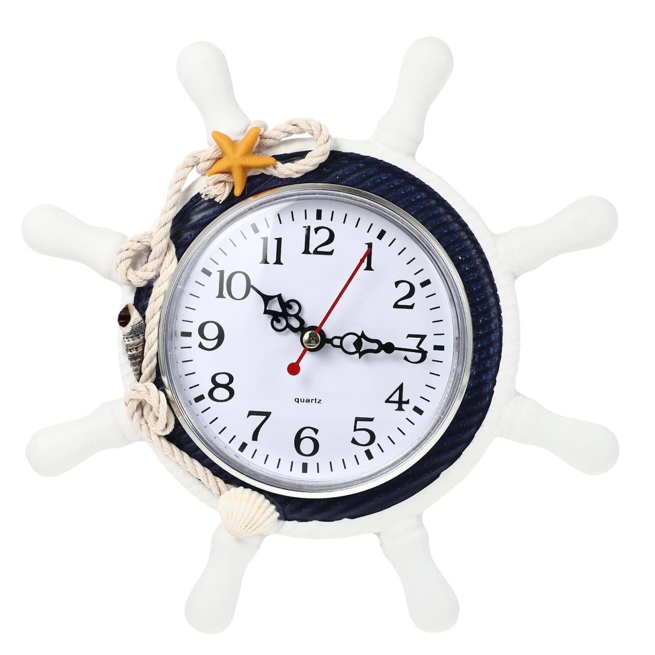 Nautical Ship Wheel Wall Clock Boat Marine Decor Steering Ocean Theme Beach