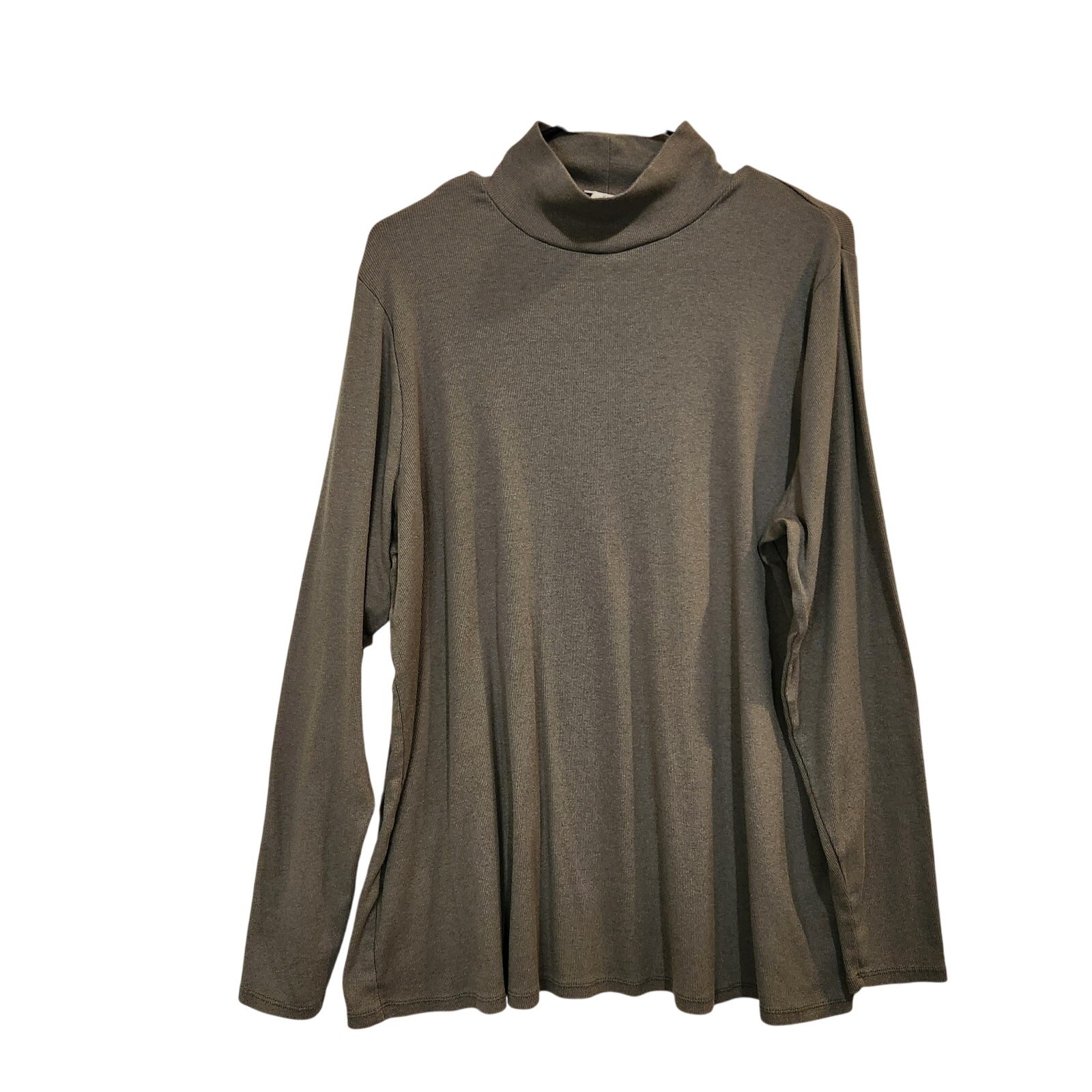 Ava & Viv Long Sleeve Pullover Mock Neck Casual Top Rib Knit Sage Green Size 2X