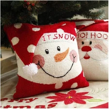 Hooked 3D Snowman Pillow Christmas Cushion Sofa Decorative Pillow Home Décor ...