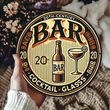 Retro 20Th Century Bar Advertising Bold BAR Letters Aluminum Sign