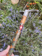 Vintage Stocknagel Swiss Alpine Walking Stick with Souvenir Badges. Axe Head