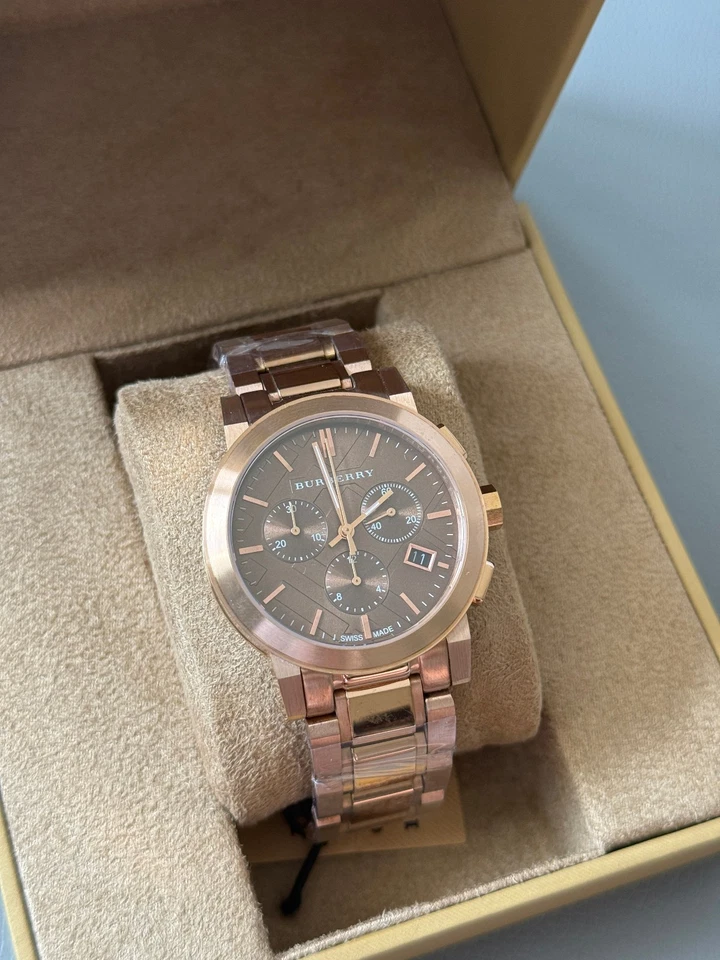 Nuevo reloj Burberry BU9754 The City rosa acero inoxidable esfera cronógrafo Foto 2 de 4