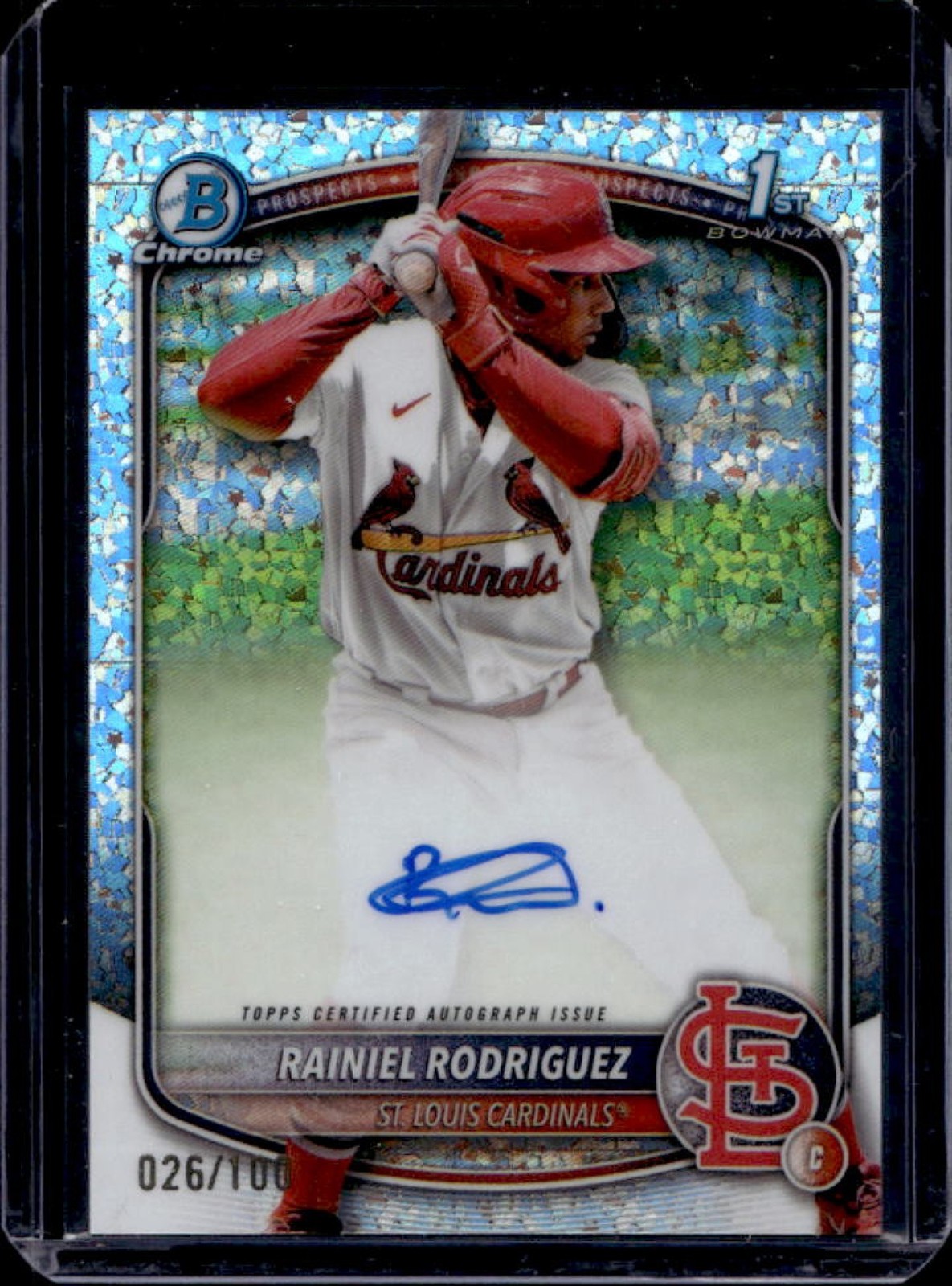 2025 Bowman Chrome Rainiel Rodriguez Auto Mini Diamonds Refractor 1st #26/100