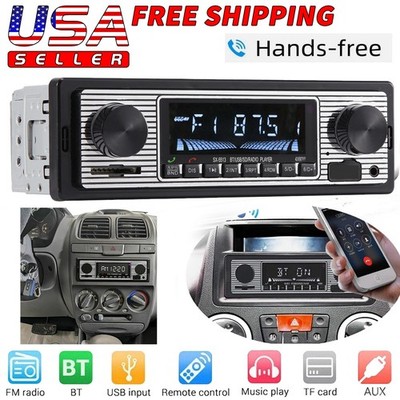Bluetooth Vintage Car FM Radio MP3 Player USB Classic Stereo Audio Receiver AUX