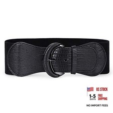 Women Stretchy Wide Waist Belt for Dress Ladies Suit for size 31"-36" Black