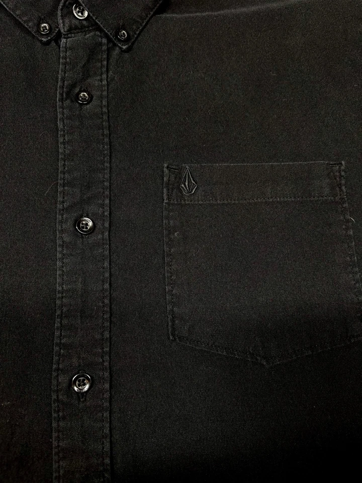 Volcom Mens Button Front Short Sleeve Cotton Poly Elastane Black Shirt L - Image 2 of 4