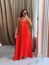 LATEST DESIGN Red Flower Strap Pleated Maxi Long Evening Dress UK Size 18