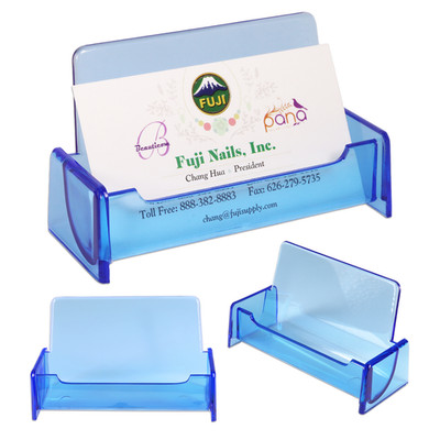 HQ Acrylic Plastic Business Name Card Holder Display Stand (CLEAR BLUE)