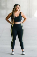 ZYIA Active Black Neon Tape Luxe Hi-Rise 7/8 Leggings