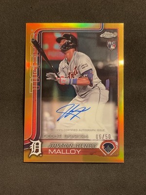 2025 Topps Chrome Update  Justin-Henry Malloy RC True Gold Auto #6/50 