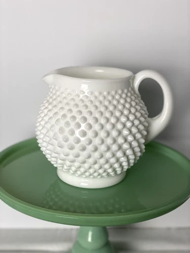 Fenton 1950's Hobnail Milk Glass Ball Pitcher Vintage 6”