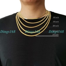 18K Yellow Gold Filled Tarnish-Resist 16" 2 mm Italian Flat Snake Chain Necklace