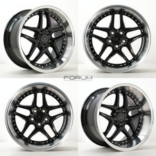 Staggered 18" FORUM VICE Black Alloys fits Nissan 350Z Deep Dish JDM Drift