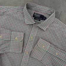 Polo Ralph Lauren Mens Custom Fit Tattersall Check Button Down Shirt Size L