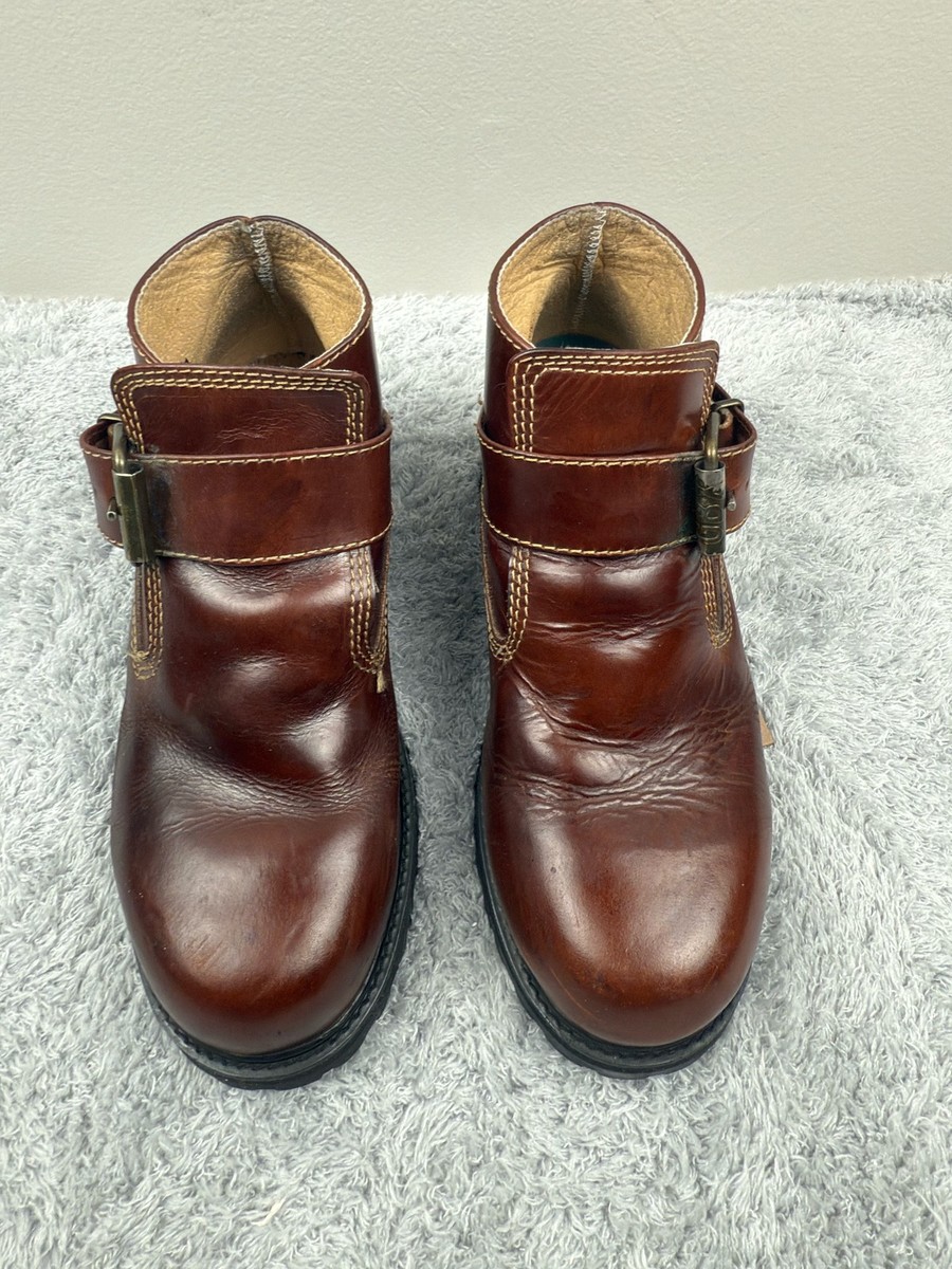 GBX Basix Boots Mens Size Brown Leather Buckle Strap Workwear