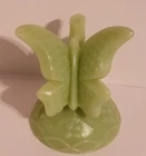 Vintage Fenton Green Satin Custard Glass Butterfly On A Branch