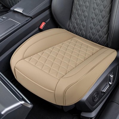 UHANBUT Luxury Faux Leather Car Seat Cover, 25.59 × 21.26 inch, Beige 