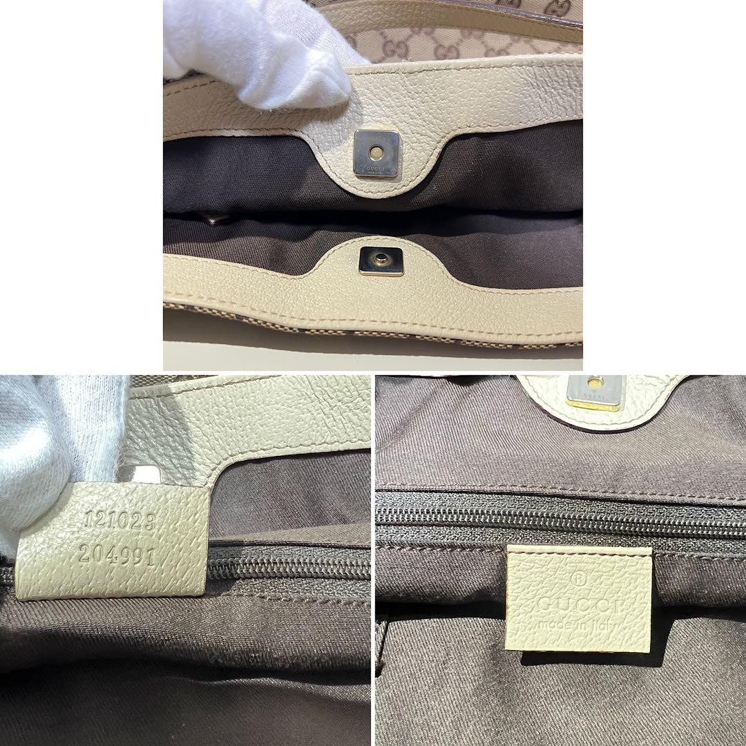 GUCCI GG Canvas Tote Bag Shoulder Bag Beige Authentic Vintage thumbnail 16