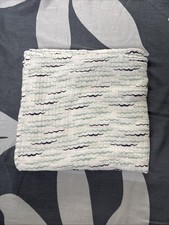 Aden + Anais Baby Blanket Blue Water Waves Scallop White Muslin Swaddle Lovey