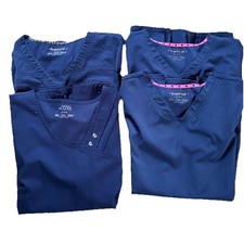 Women's Scrub Tops - Set of 4 - Size M - Navy  1 