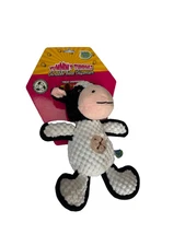 Happy Tails Yummy Tummies Cow Bovine Treat Dispensing Crinkle Squeaky 7" Dog Toy