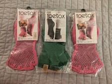 3 PK ToeSox Half Toe Grip Socks Sz S Yoga Pilates Barre Dance Organic Cotton New