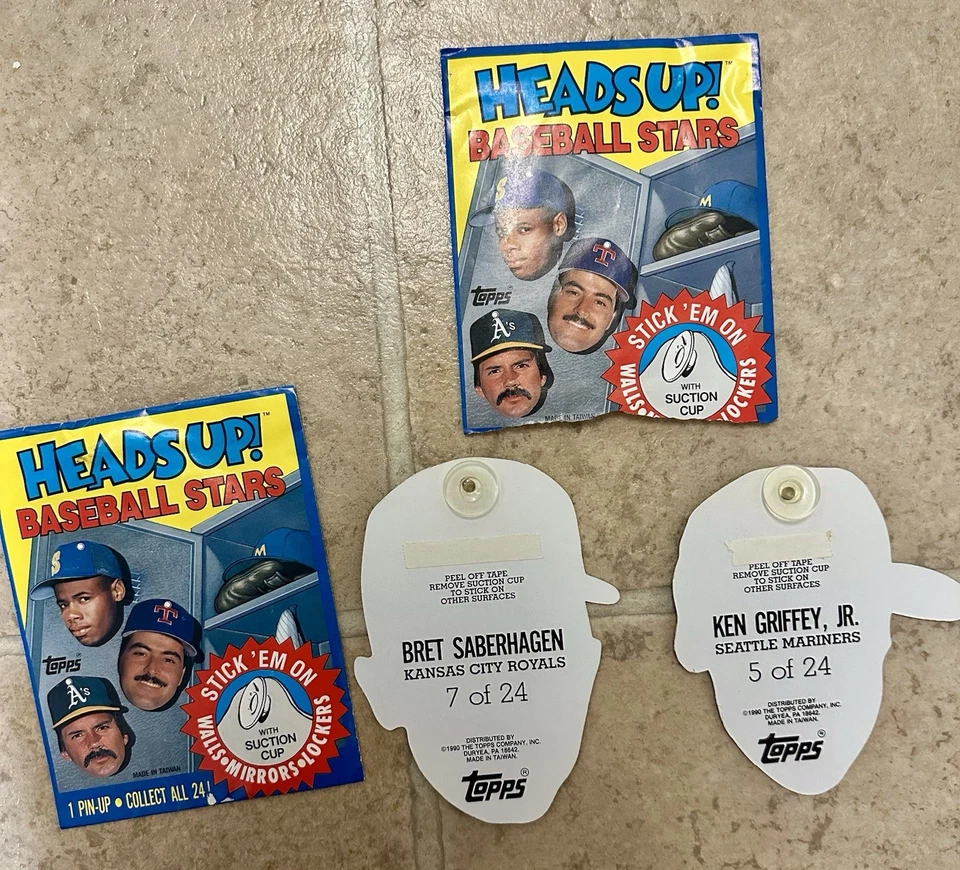 Topps Heads Up! 1990 Ventosa ventana adhesiva Griffey Jr. / Saberhagen/3 en total  Foto 2 de 4