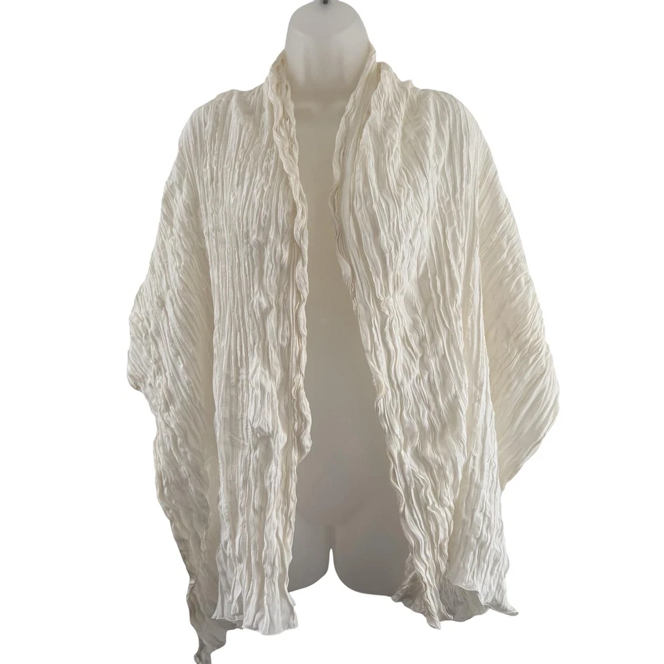 Bufanda de seda Venetia Studium chal para mujer talla única marfil arrugado plisado Italia Foto 4 de 4