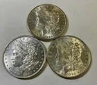 1884 89 & 1890 USA Morgan Silver dollar trio nice lustrous coins