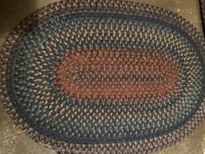 Vintage Wool Braided Multi Colored Reversible Rug 30"x21"