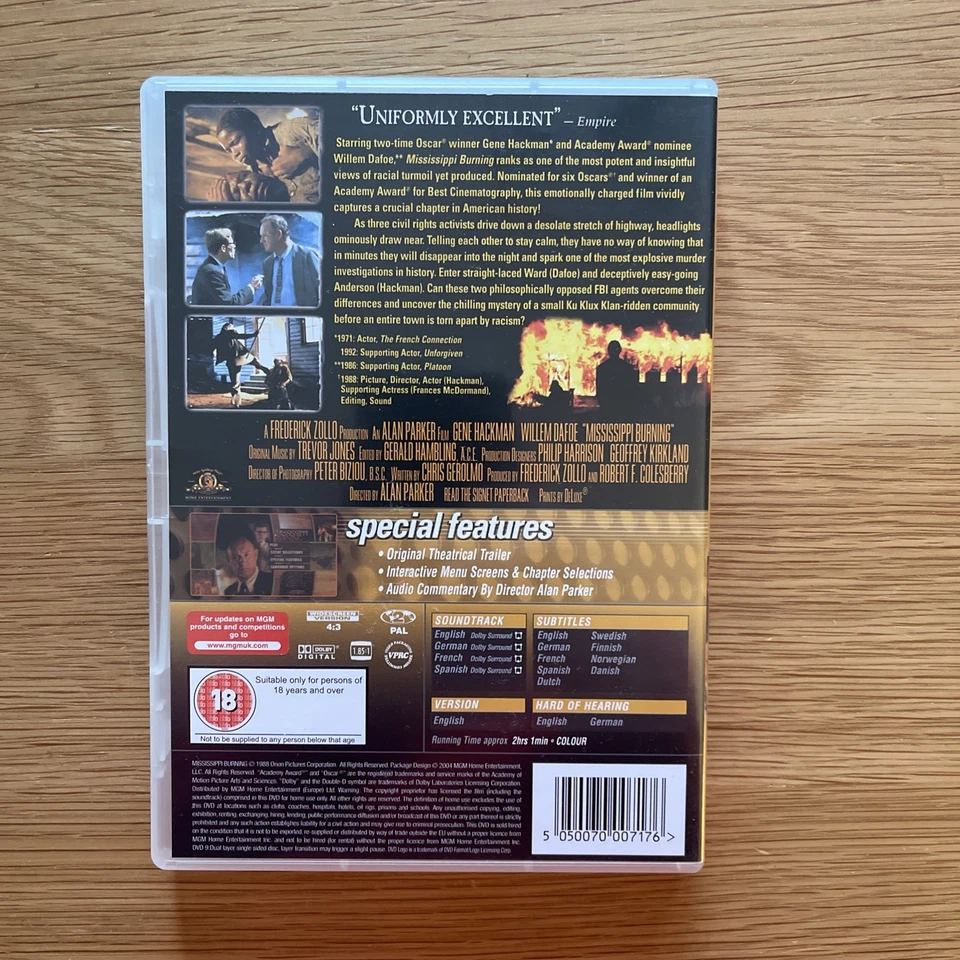 Mississippi Burning (DVD, 1988) - Image 2 of 3