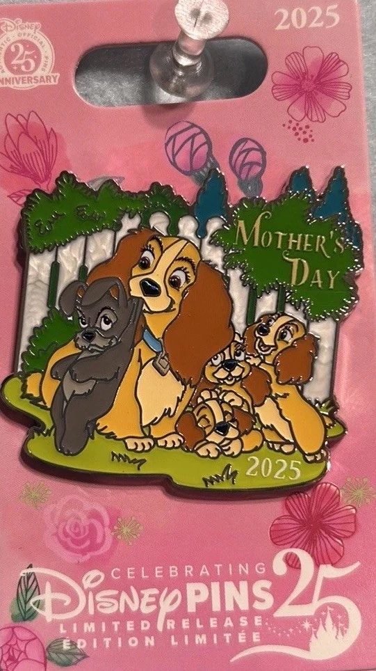 Disney Parks 2025 Celebrating 25 Years Lady & Tramp Mother’s Day 2025 LR Pin