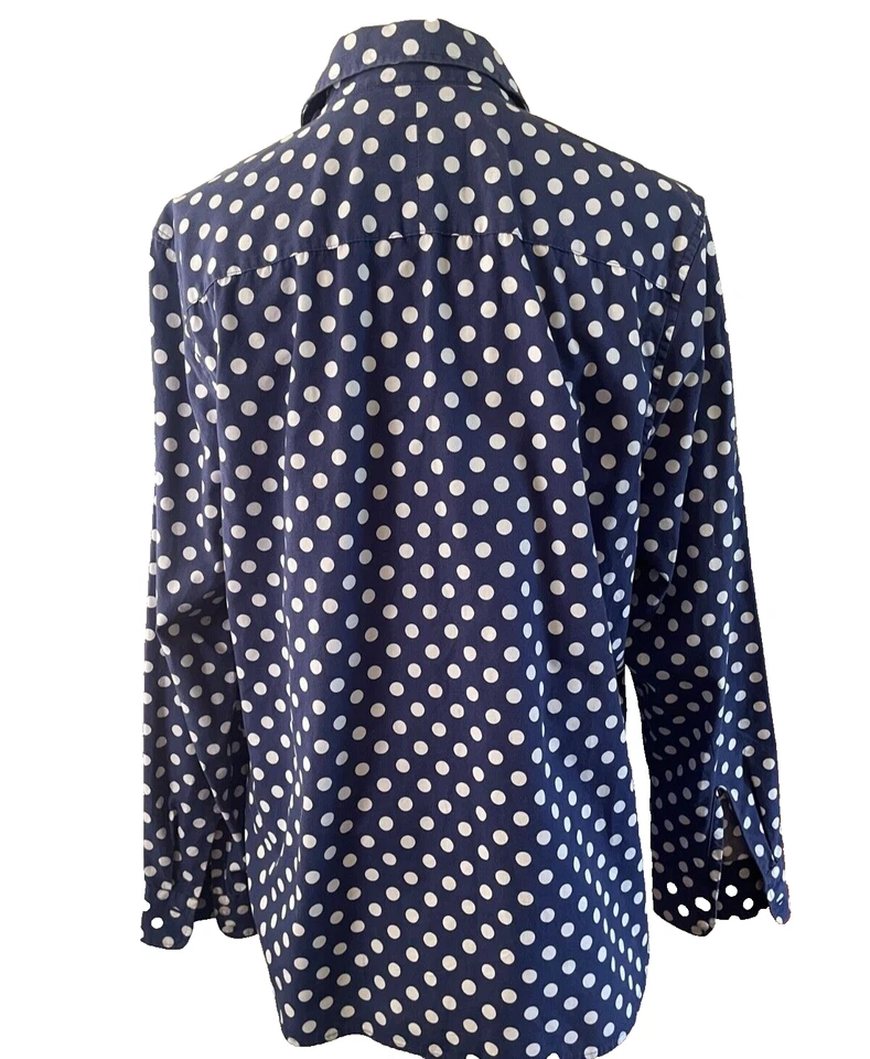 Charles Tyrwhitt Shirt Size 16 Navy With White Dot Long Sleeve Cotton - Image 4 of 4