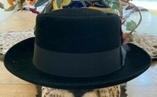 New Biltmore Orleans President 6 7/8 Men Black Fur Felt Pork Pie Dress Hat Sale