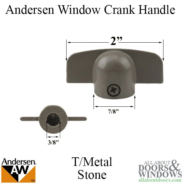 Andersen E-Z Casement Window Crank Handle T Metal Stone Window Handle 2 Inch - Image 2 of 4