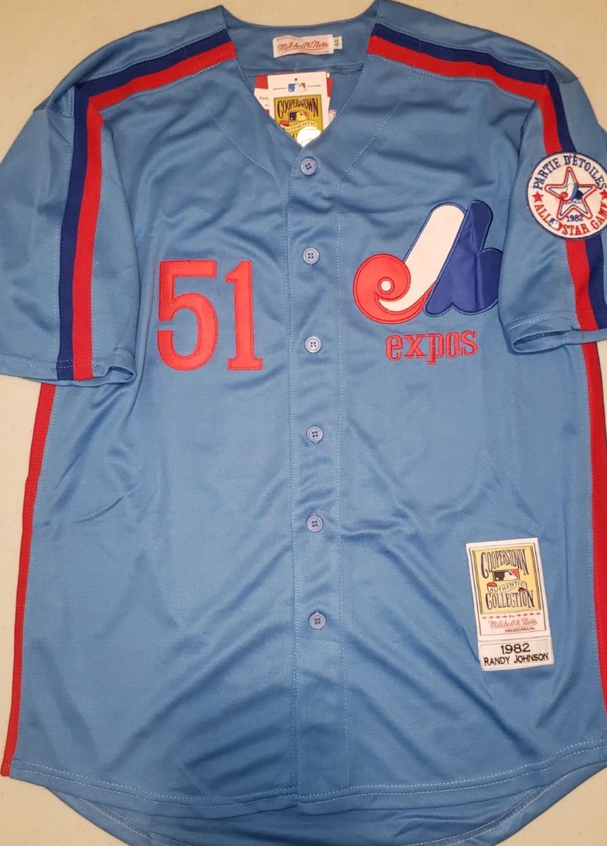 Throwback Randy Johnson Montreal Expos #51 Blue Mens Large Baseball Jersey