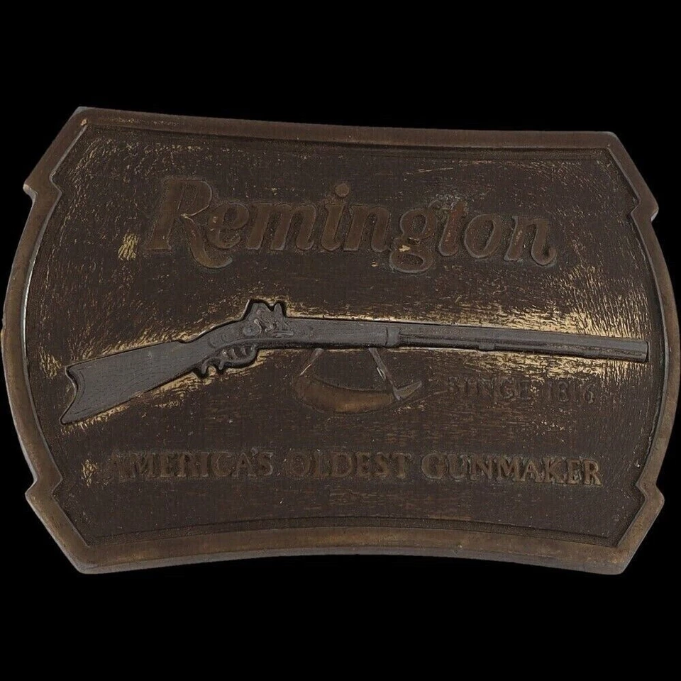 Rifle Remington 1816 Flintlock Gun Lover Western años 70 hebilla de cinturón vintage Foto 3 de 4