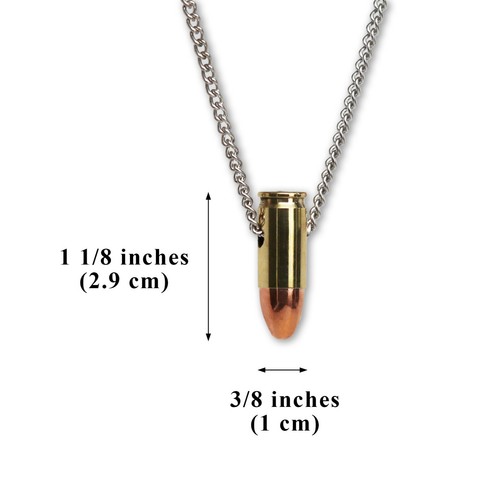 9mm Luger Bullet Jewelry Necklace Hand Polished Brass and Copper Finish NK-691 - Picture 6 of 6
