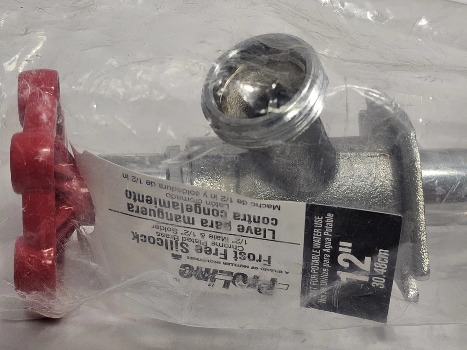 PRO LINE ROBINET ANTIGEL 12" VÁLVULA DE BOCA DE PARED SILCOK LIBRE DE ESCARCHA ROSCA DE 3/4” Foto 2 de 4
