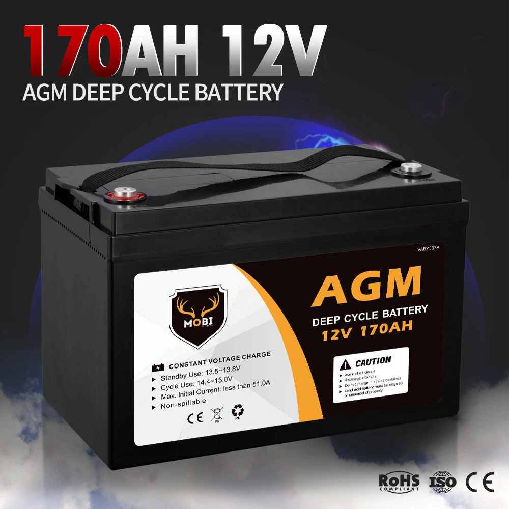 170AH 12V AGM Deep Cycle Battery Golf Cart Buggy Camping, 54 OFF