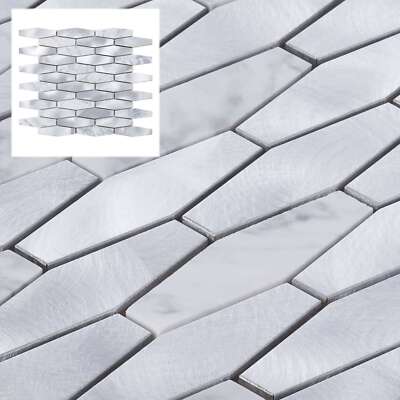 White Calacatta Marble Metal Aluminum Hexagon Mosaic Tile Kitchen Backsplash