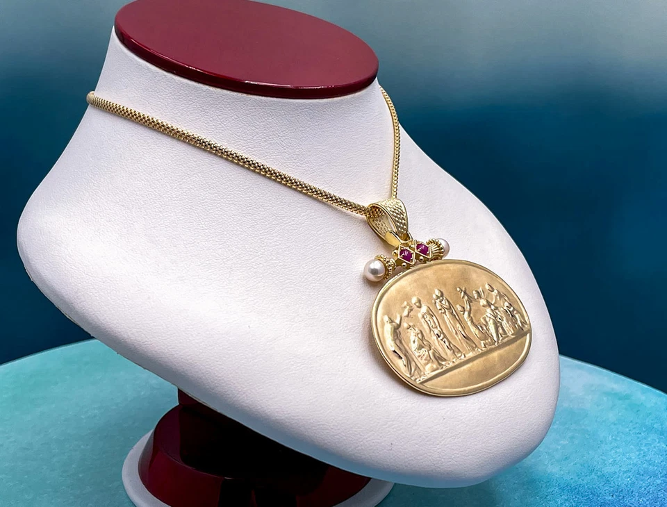 Collar TAGLIAMONTE (1614) 925SS/YGP camafeo declaración *Edades del amor*Reg. $900 Foto 4 de 4