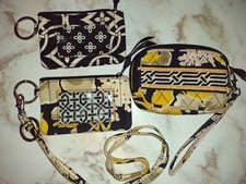 Vera Bradley Lot Of 3 Zip WRISTLET 2 ID Holders With 1 Lanyard