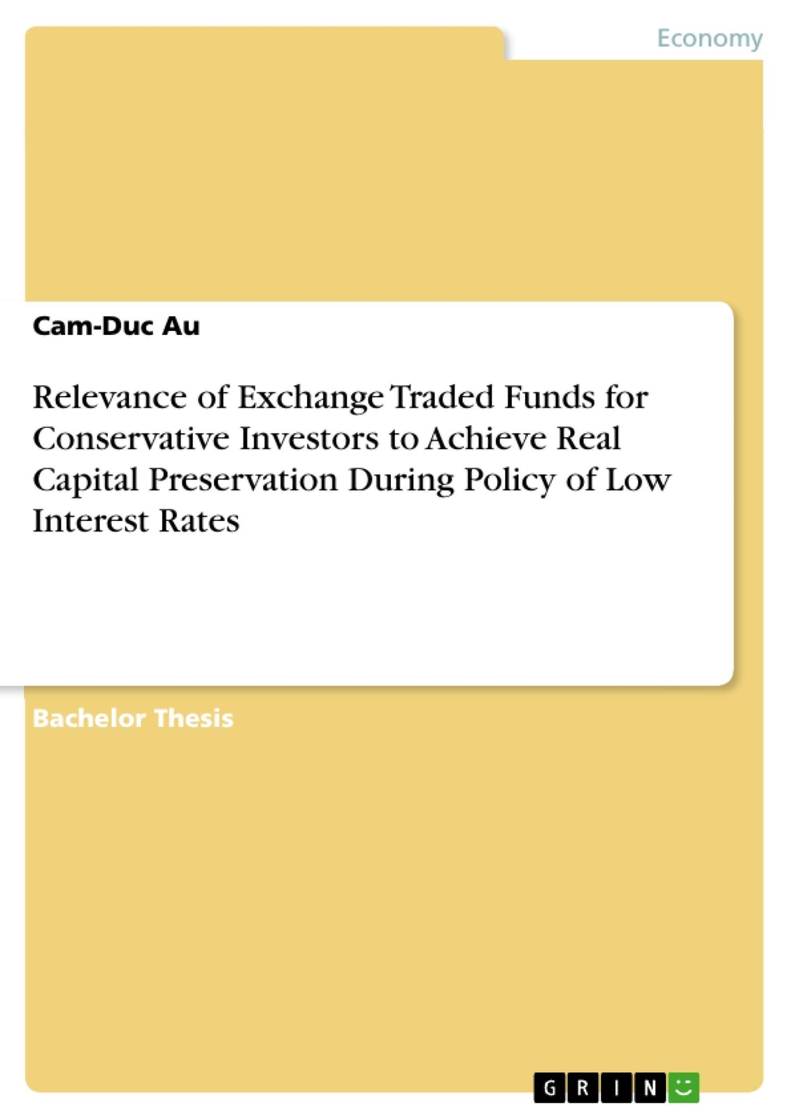Cam-duc Au | Relevance Of Exchange Traded Funds For Conservative