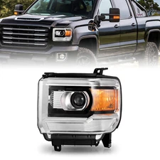 For 2014-2015 GMC Sierra 1500/15-19 2500 3500 Chrome Headlight Left Side w/ Bulb