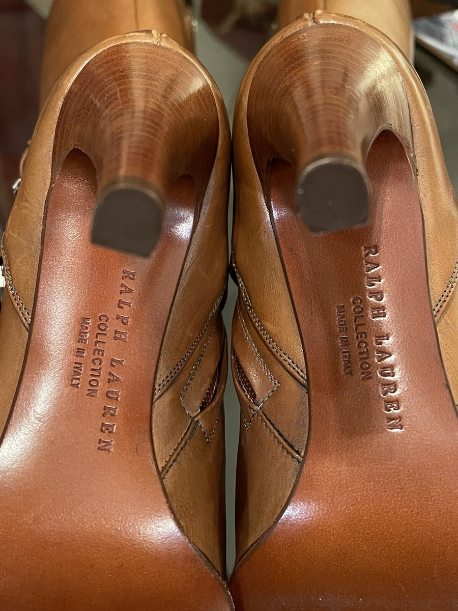靴 Ralph Lauren Purple Label by E.G ANCEL8E NEW Ralph Lauren Purple Label Black Calf Leather Oxford Heel