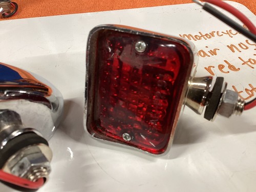 new pair RED taiL turn LIGHTS Chrome MotorCycLe? STOP LamP #2 - Picture 5 of 7