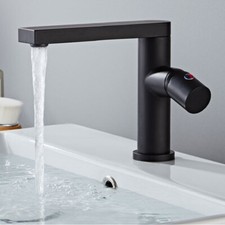 Black Bathroom Basin Faucet Single Hole Single Handle Deck Mount Mixer Sink Tap