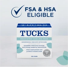 TUCKS Witch Hazel Medicated Pads 100 Count Cooling Hemorrhoid Relief